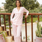 Striped Pink Women's Buttoned Pajamas