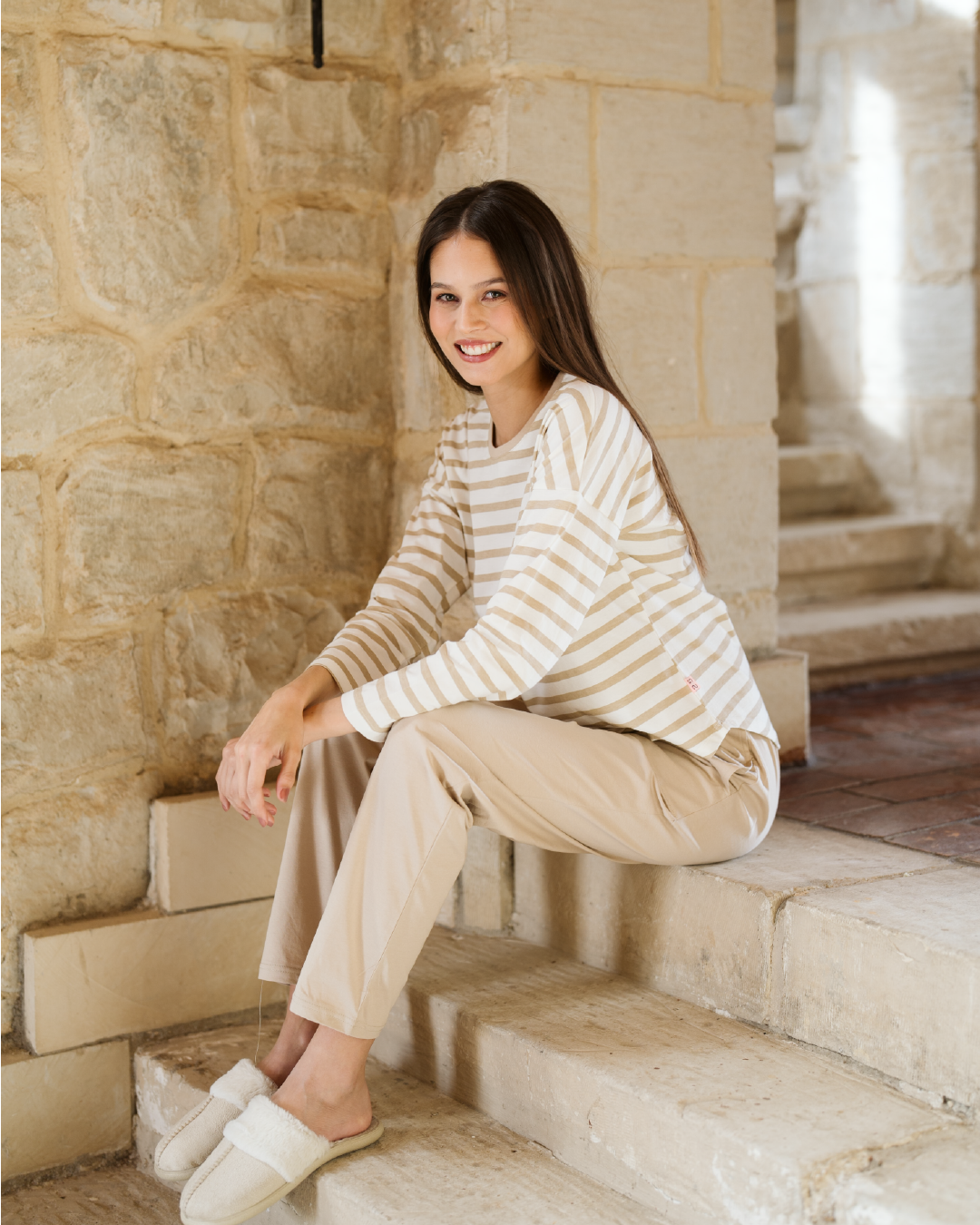 We are all made of stars بيجاما حريمي مقلم