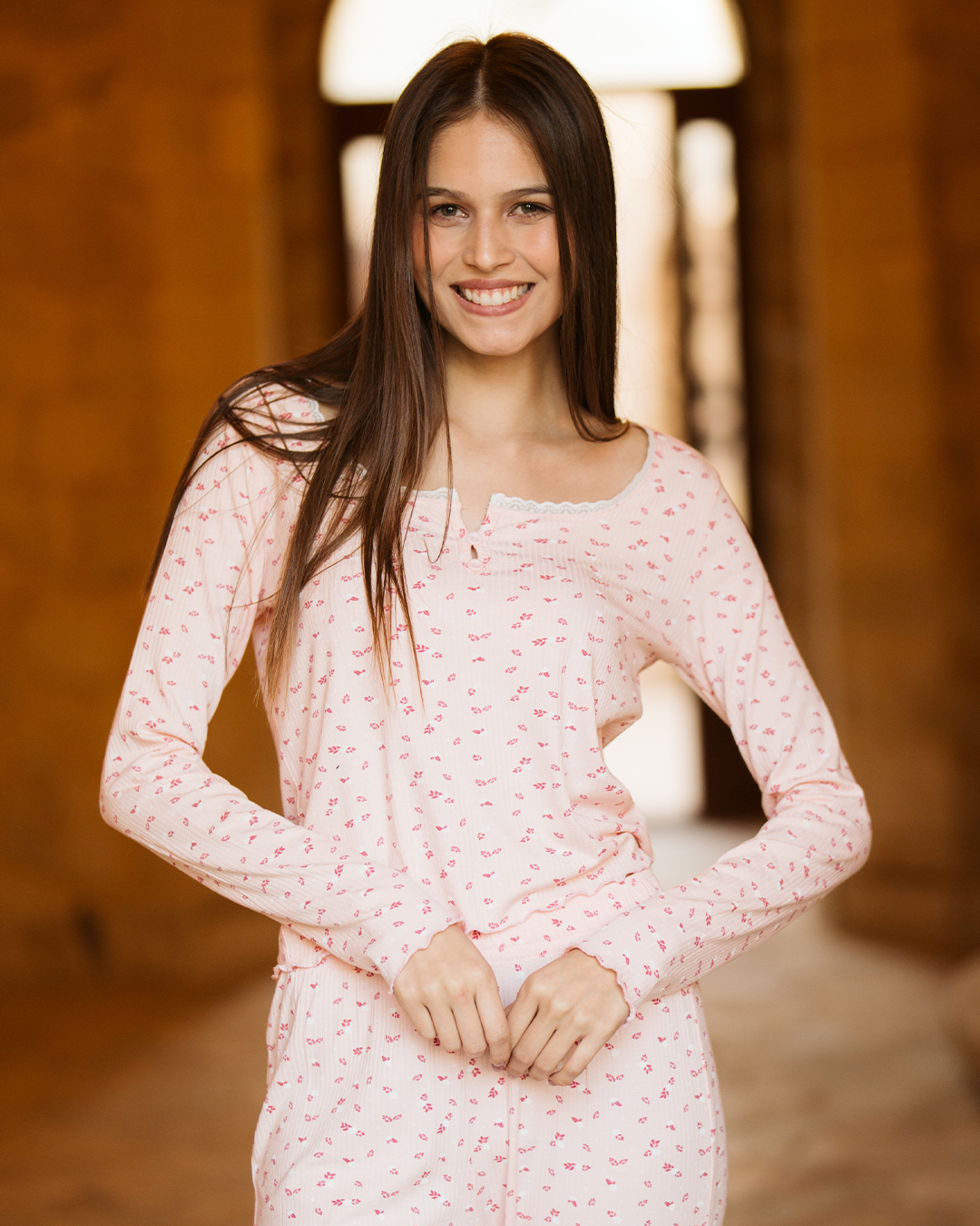 Ribbed Set بيجاما حريمي ريب مطبوع