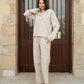 Spring vibes Women's pajamas with long sleeves and trousers with a slit on the side