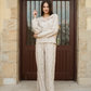 Spring vibes Women's pajamas with long sleeves and trousers with a slit on the side