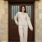 Spring vibes Women's pajamas with long sleeves and trousers with a slit on the side