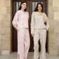 Spring vibes Women's pajamas with long sleeves and trousers with a slit on the side