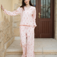 Spring vibes Women's pajamas with long sleeves and trousers with a slit on the side