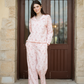 Spring vibes Women's pajamas with long sleeves and trousers with a slit on the side