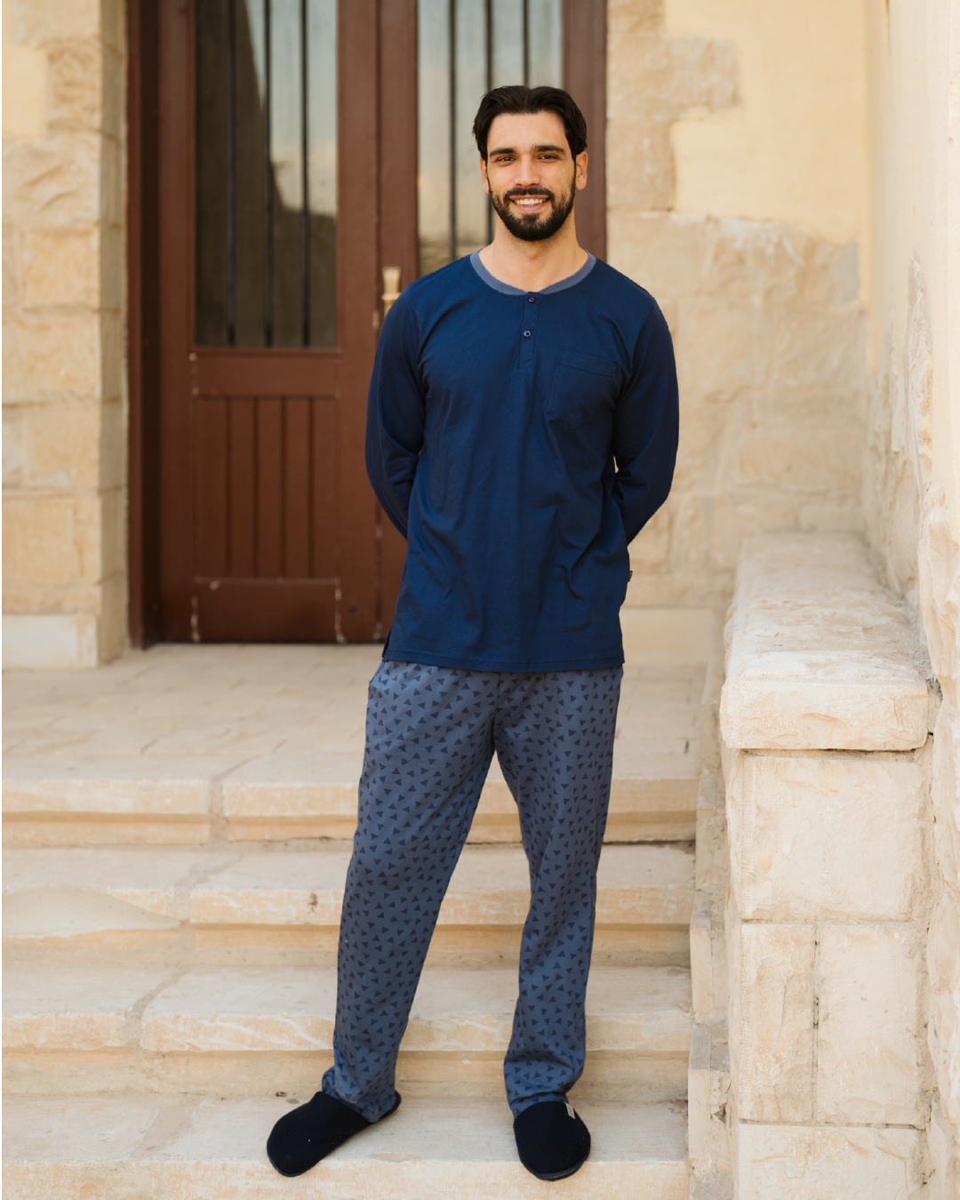 Triangles بيجاما رجالي بكم و بنطلون