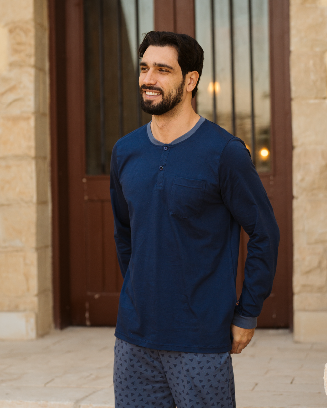 Triangles بيجاما رجالي بكم و بنطلون