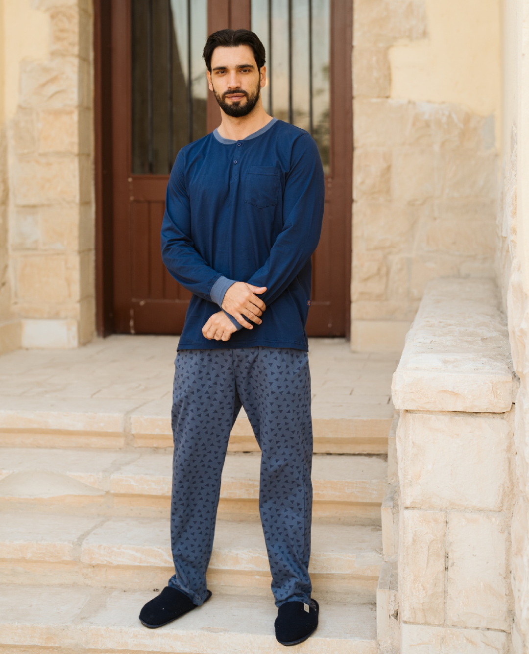 Triangles بيجاما رجالي بكم و بنطلون