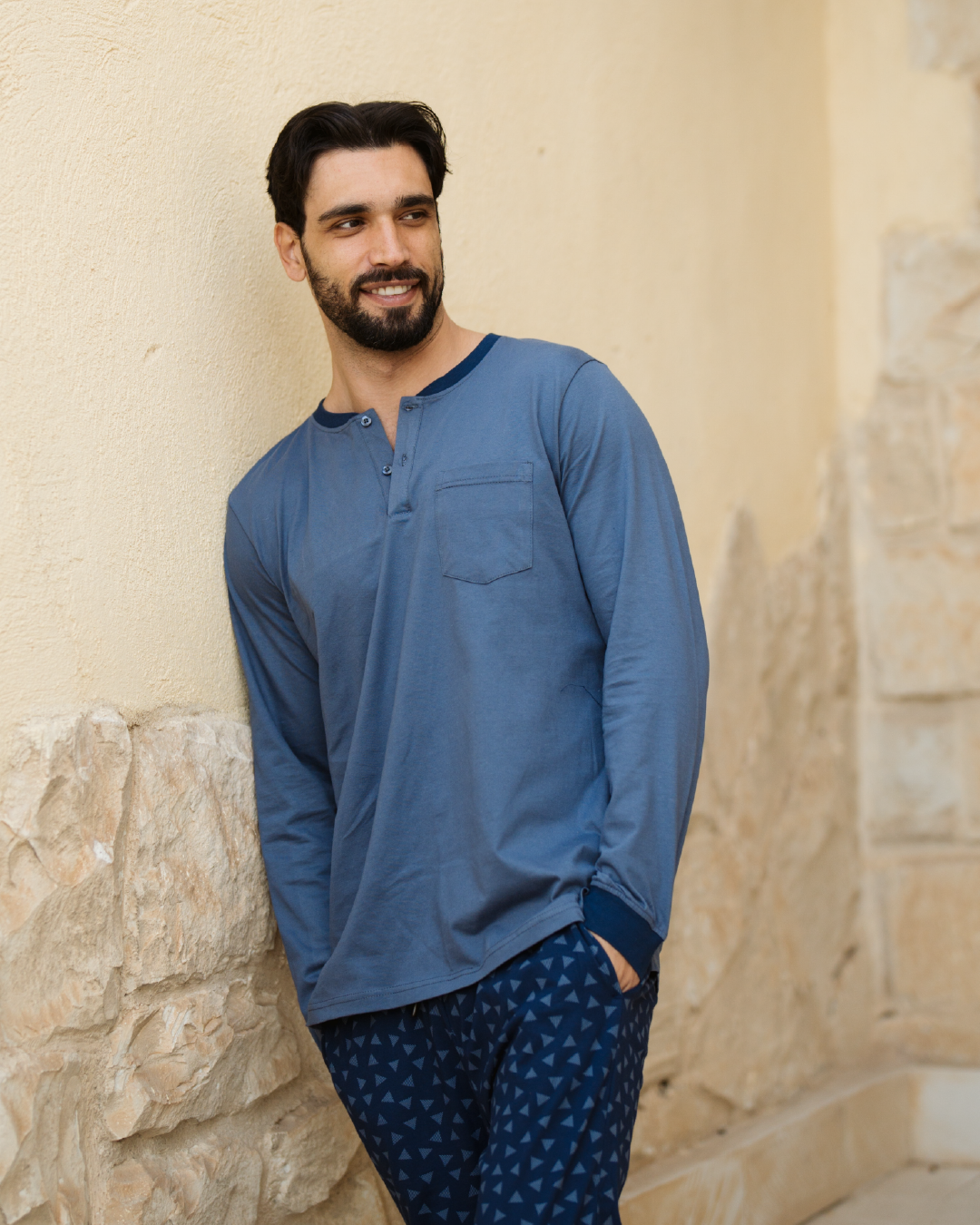 Triangles بيجاما رجالي بكم و بنطلون