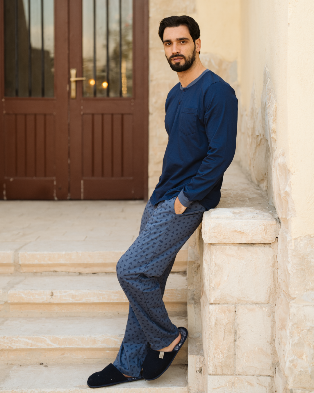 Triangles بيجاما رجالي بكم و بنطلون