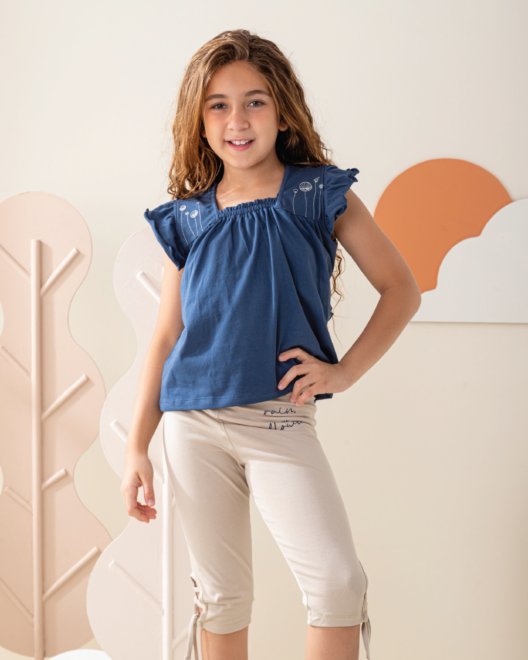 Striped بيجاما بناتي تيشيرت و بنطاكور مطبوع