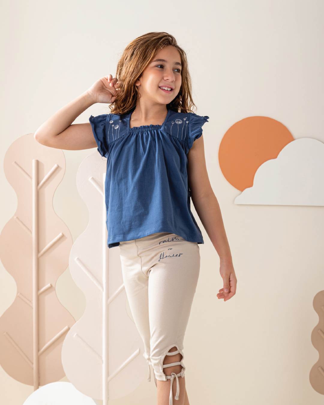 Striped بيجاما بناتي تيشيرت و بنطاكور مطبوع