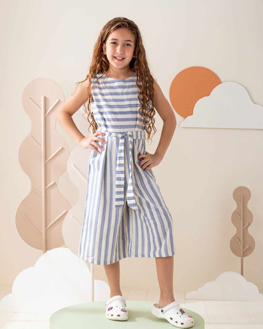 Striped جامب سوت بناتي مطبوع