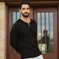 Striped men's pajamas with sleeves and buttons