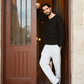 Striped men's pajamas with sleeves and buttons