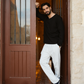 Striped men's pajamas with sleeves and buttons