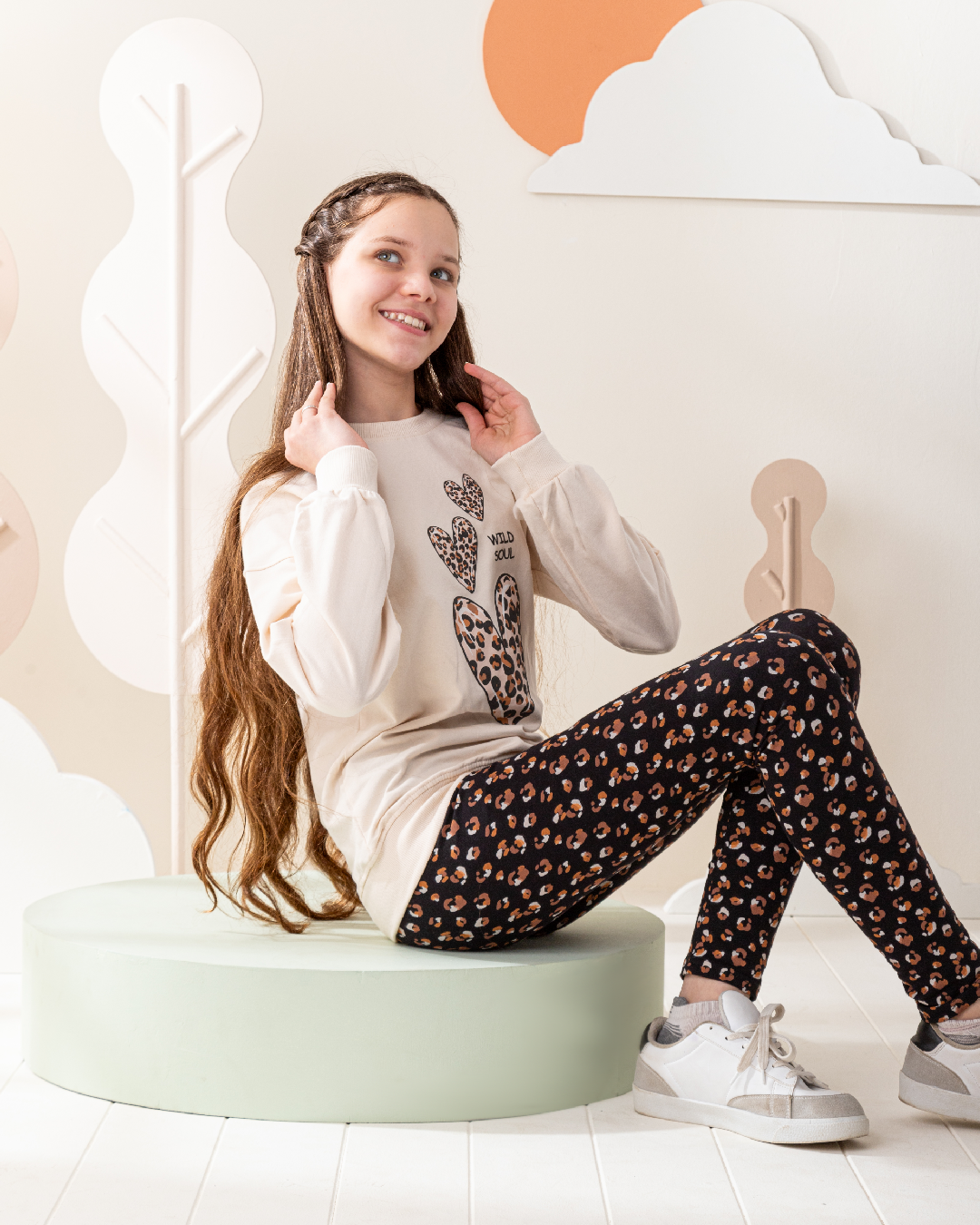 Wild soul بيجاما بناتي سويتشرت وليجنج