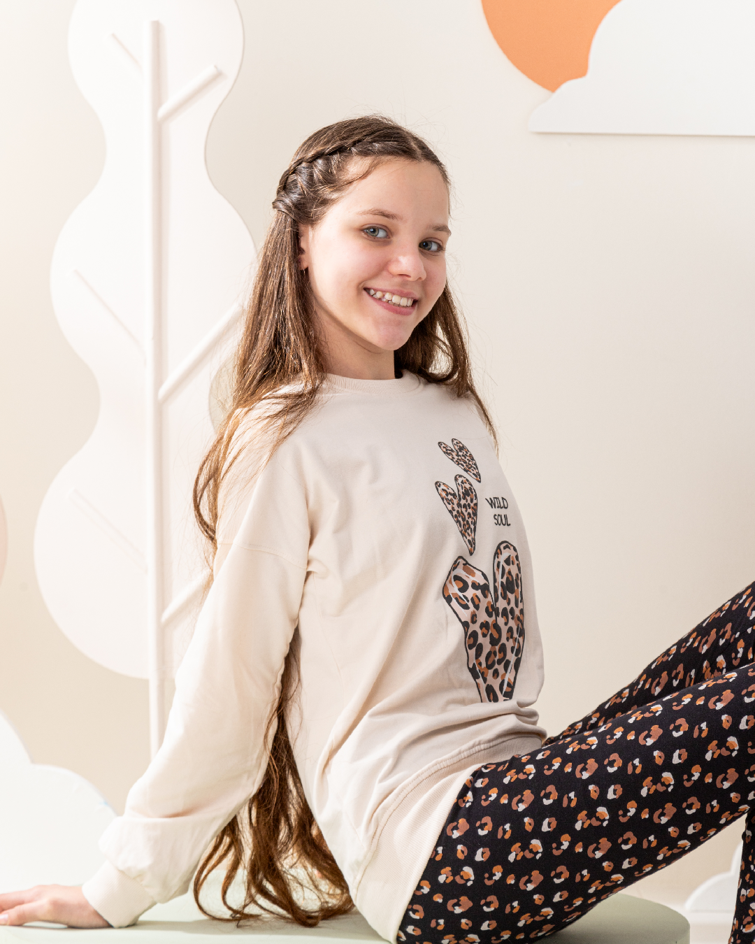 Wild soul بيجاما بناتي سويتشرت وليجنج