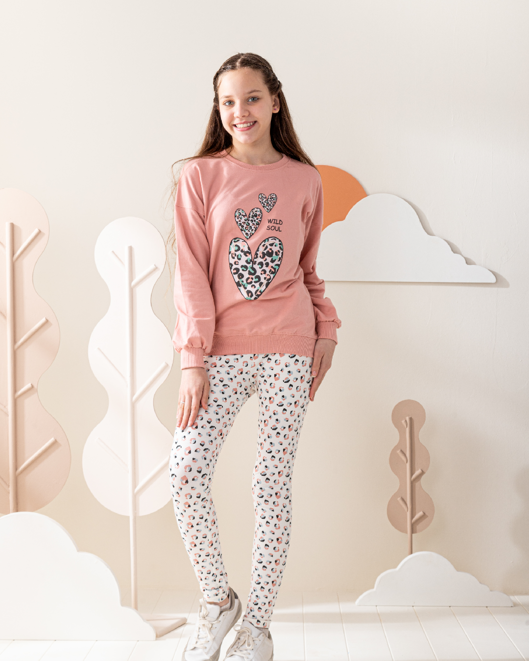 Wild soul بيجاما بناتي سويتشرت وليجنج