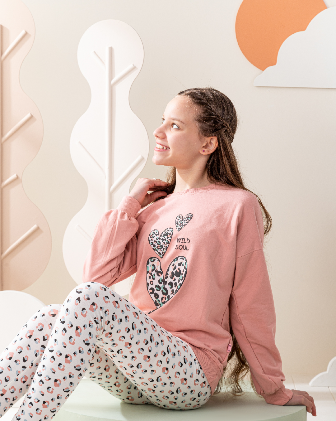 Wild soul بيجاما بناتي سويتشرت وليجنج