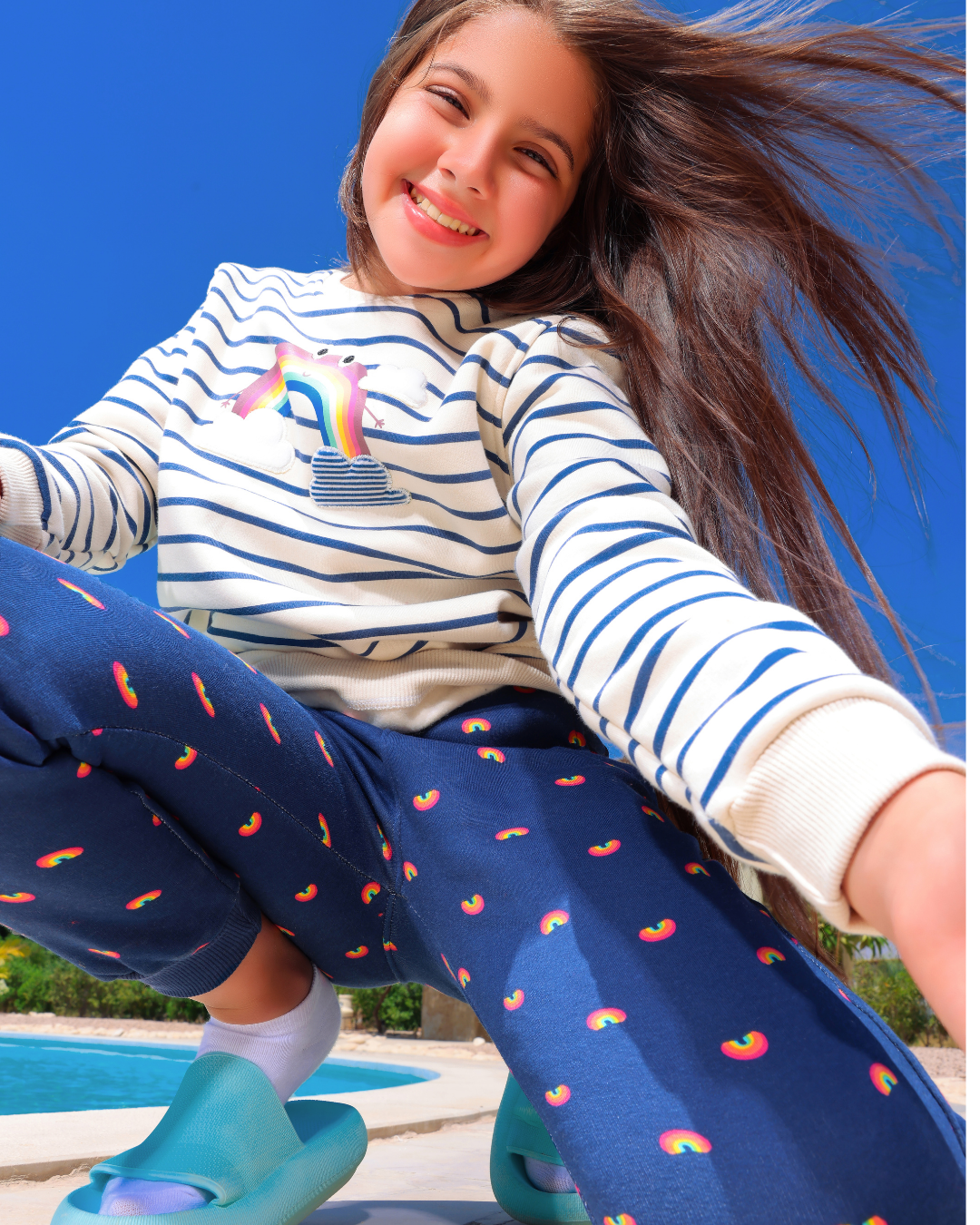 Rainbow 1 Girls Striped Pajamas Medium