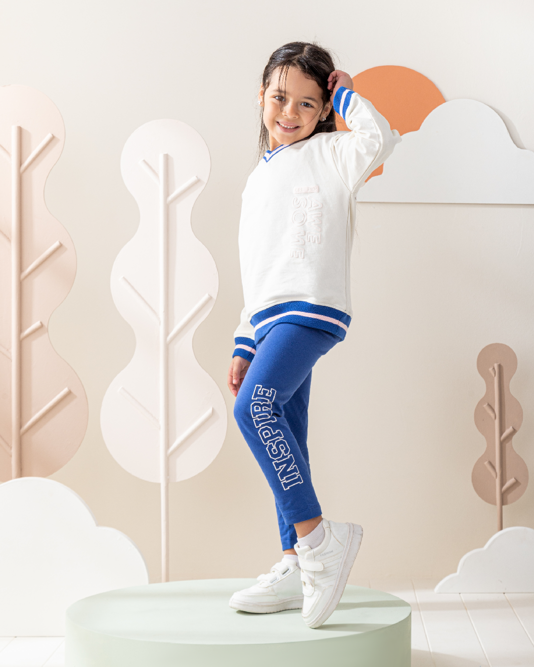 Grl Pwr Awesome بيجاما اطفالي بناتي سويتشرت وليجنج