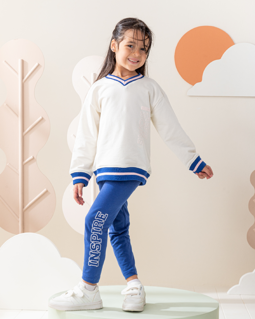 Grl Pwr Awesome بيجاما اطفالي بناتي سويتشرت وليجنج