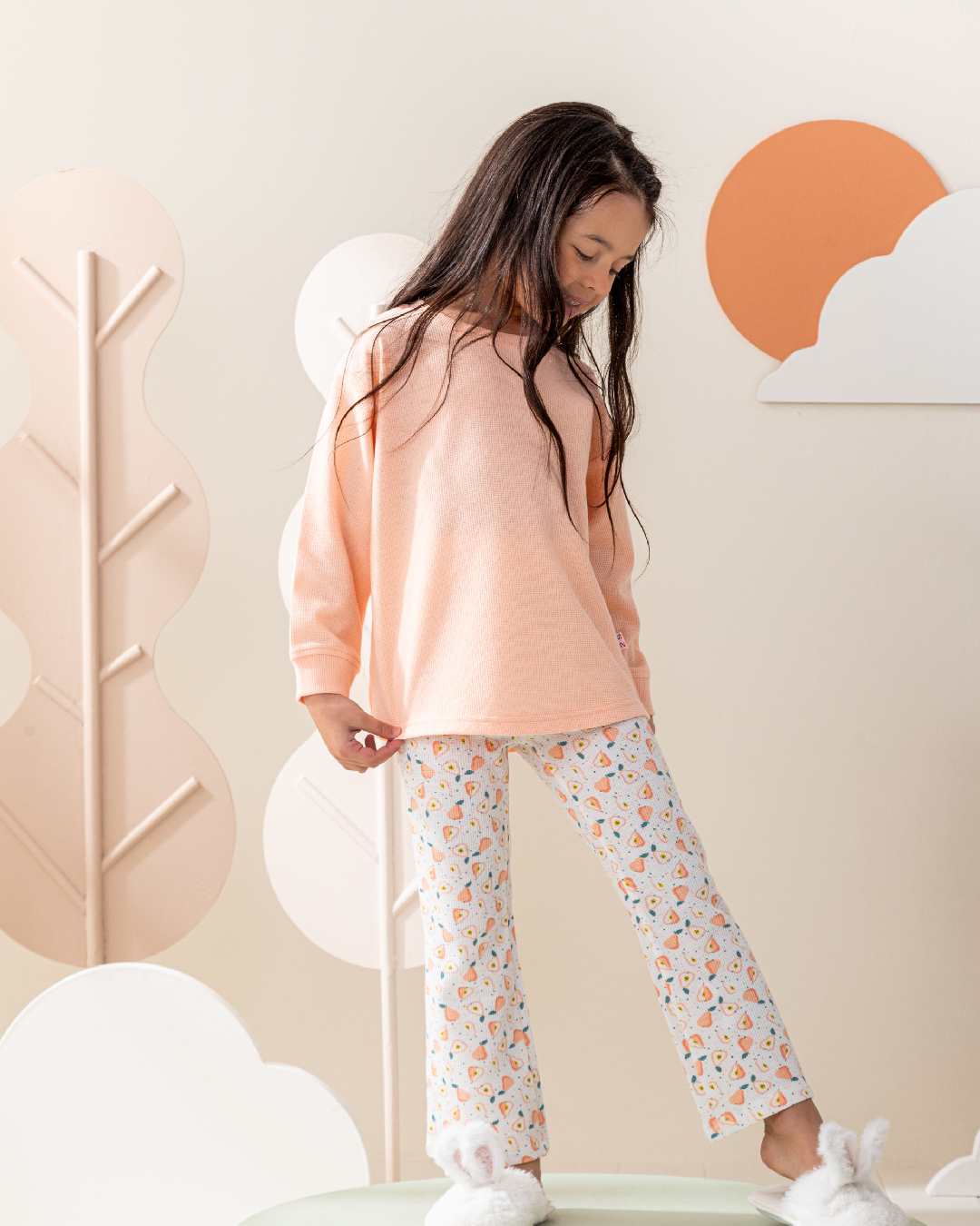 Waffel Fruits بيجاما بناتي كم طويل