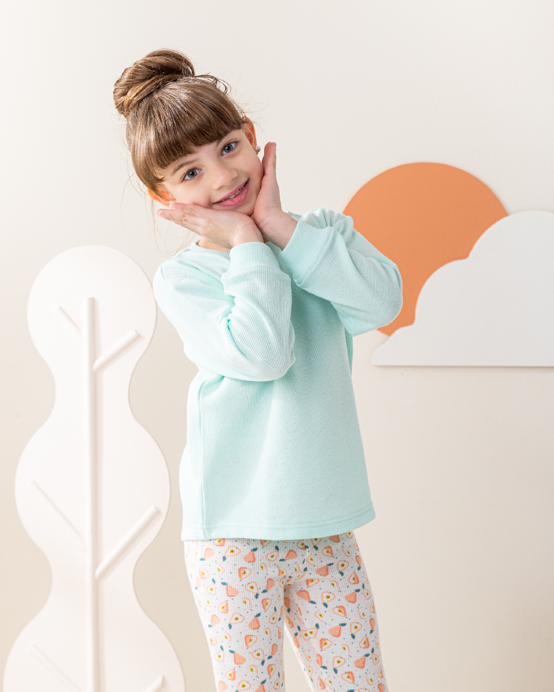 Waffel Fruits بيجاما بناتي كم طويل