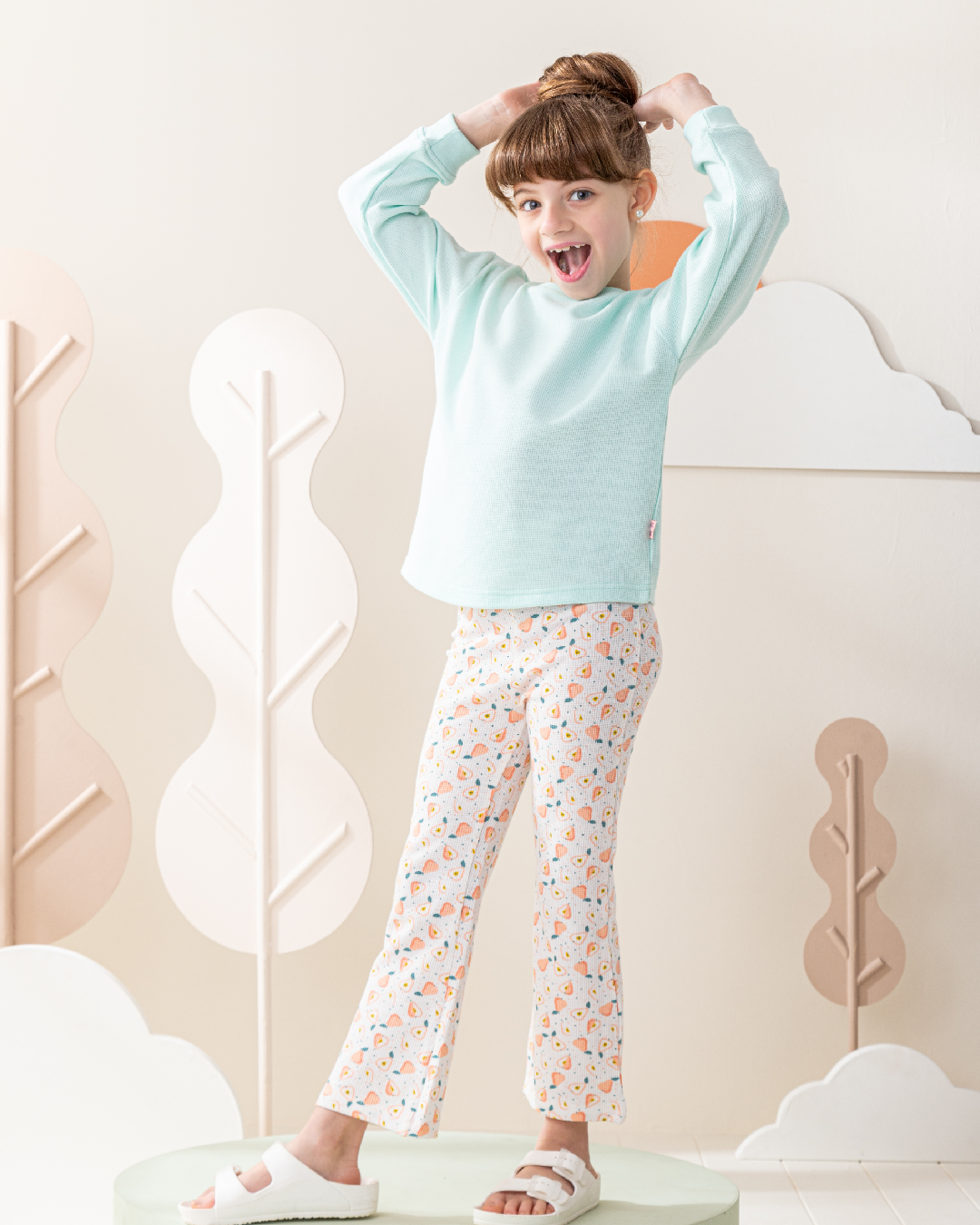 Waffel Fruits بيجاما بناتي كم طويل