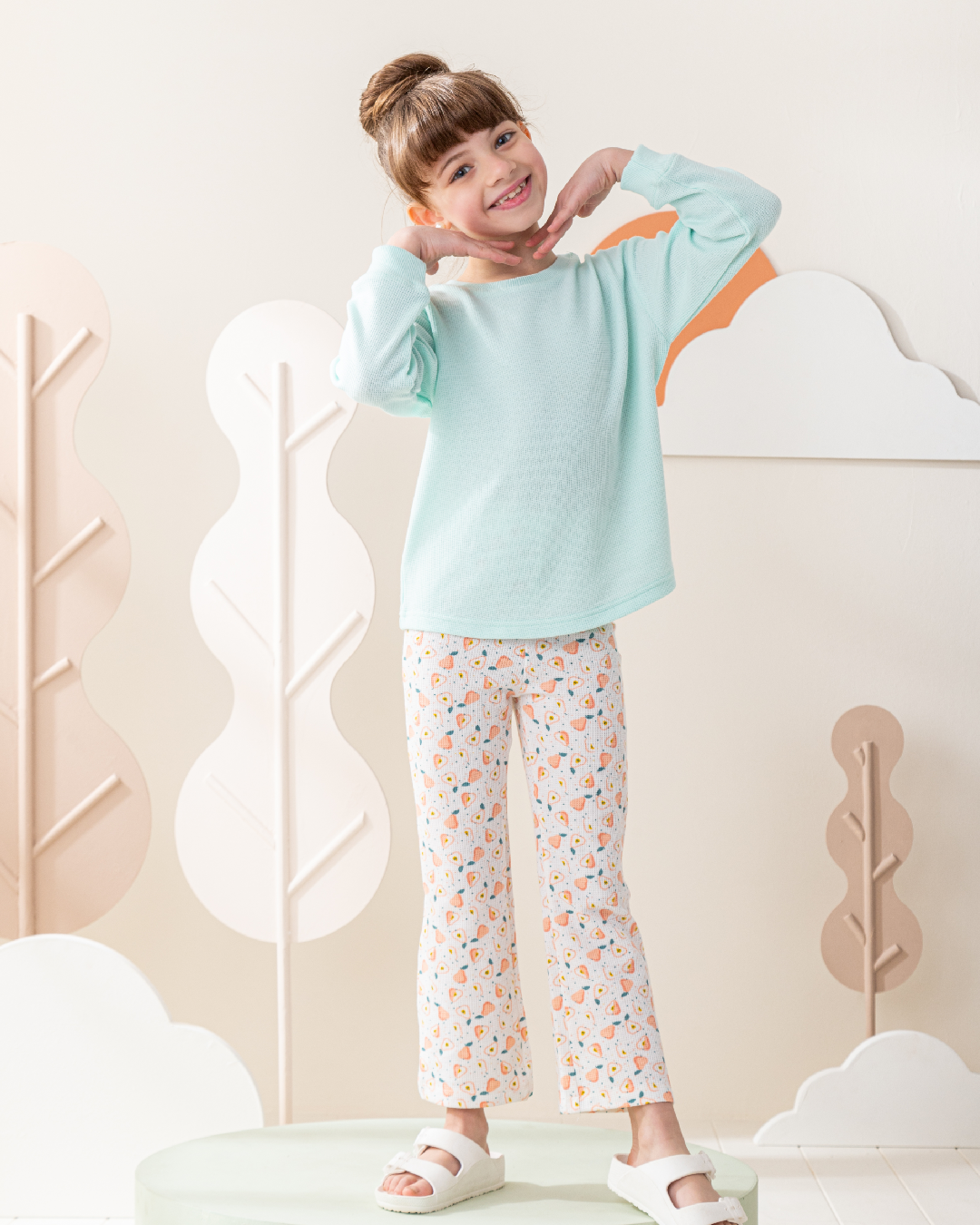 Waffel Fruits بيجاما بناتي كم طويل