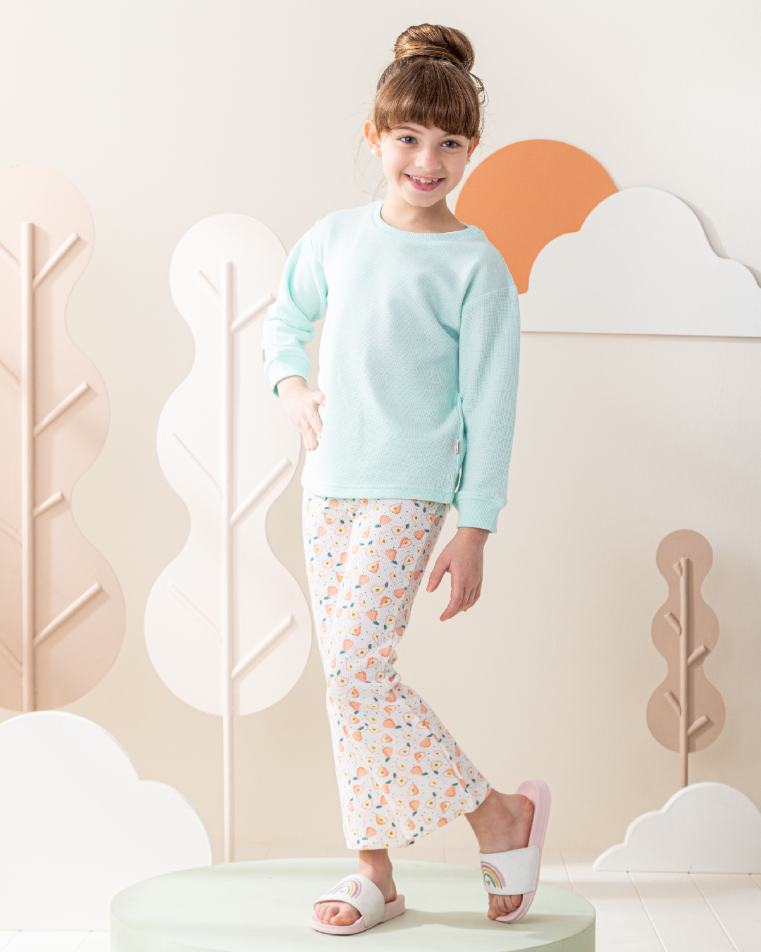 Waffel Fruits بيجاما بناتي كم طويل