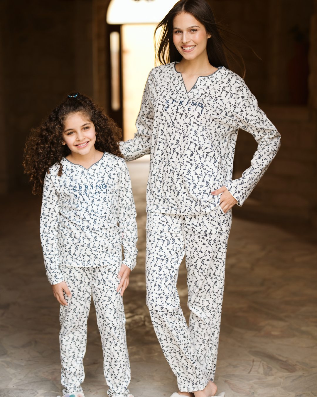 tiny roses بيجاما بناتي كُم طويل