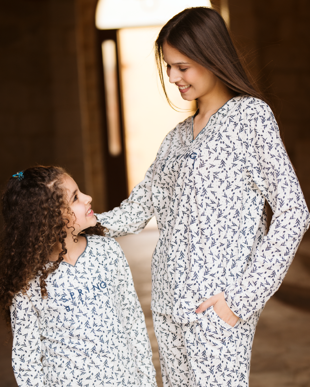 tiny roses بيجاما بناتي كُم طويل