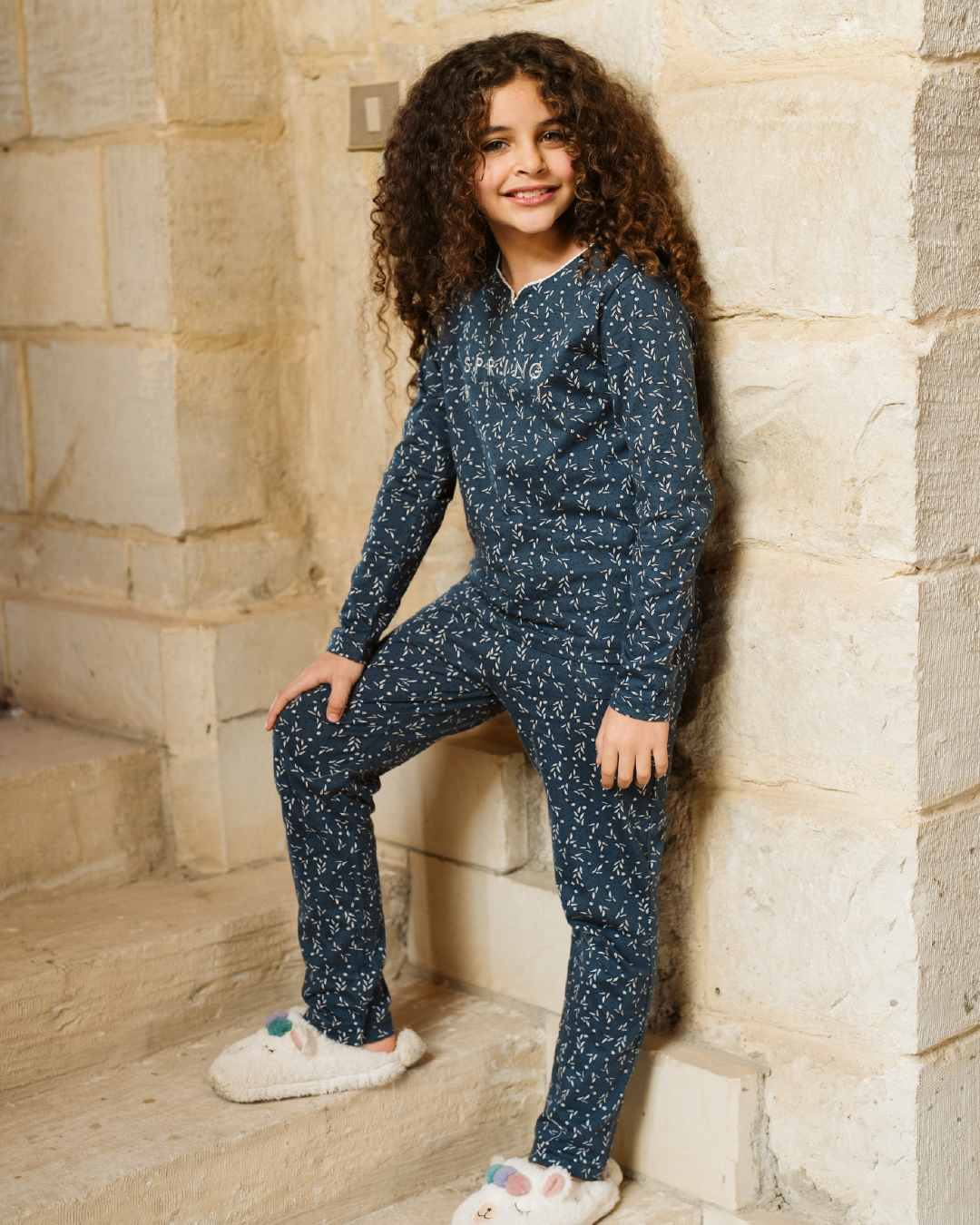 tiny roses بيجاما بناتي كُم طويل