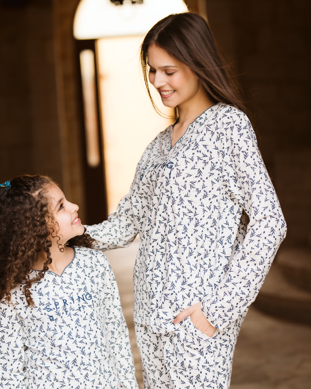 tiny roses بيجاما بناتي كُم طويل