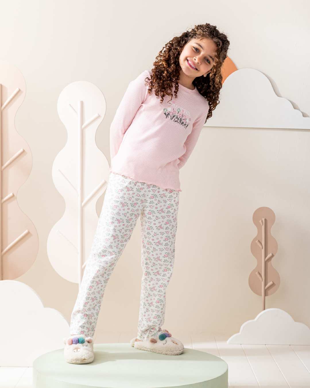 Colorful Flowers بيجاما بناتي كُم طويل