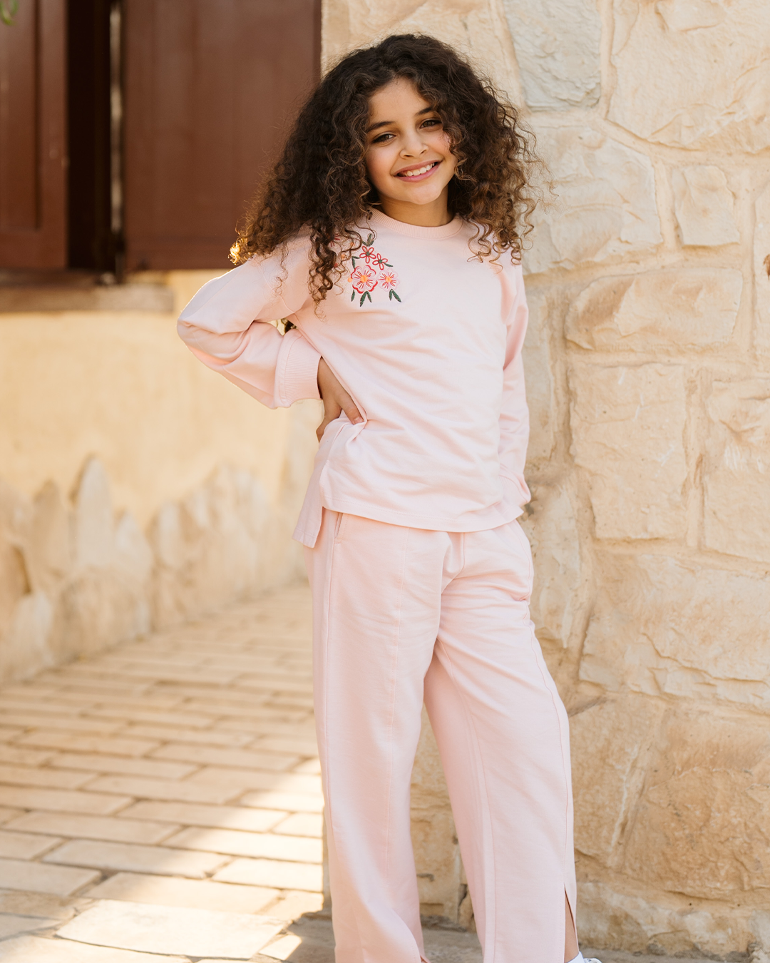 Floral girl بيجاما بناتي بكم و بنطلون