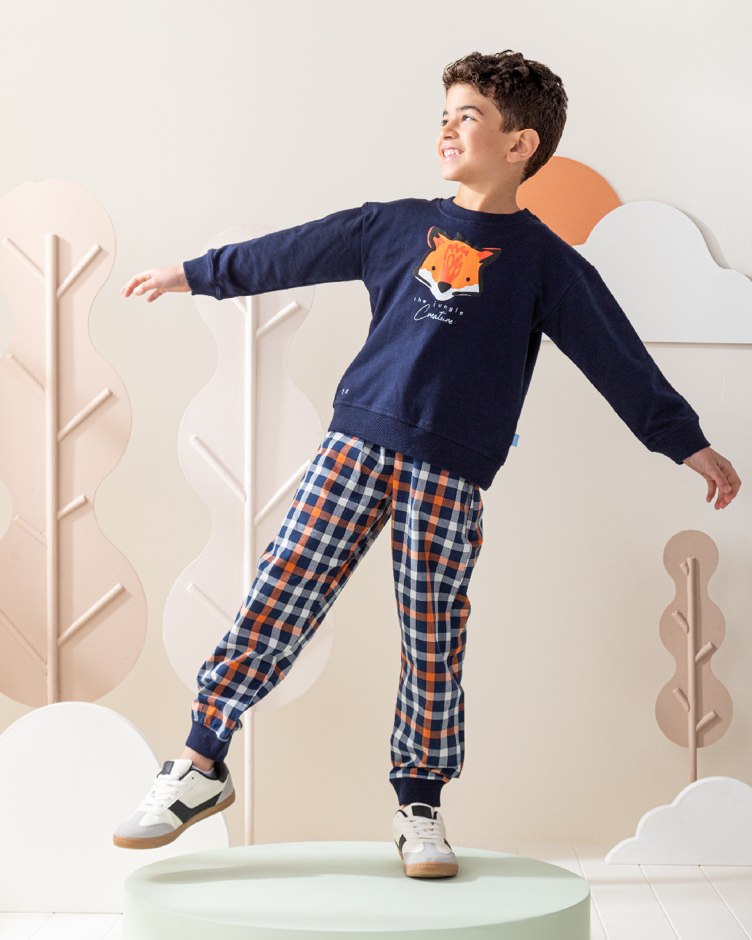 Fox the jungle creature Boys' long sleeve pajamas