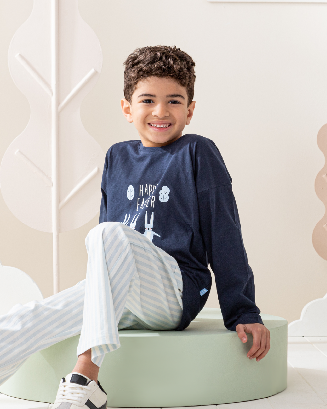 Happy Easter بيجاما أولادي كُم طويل