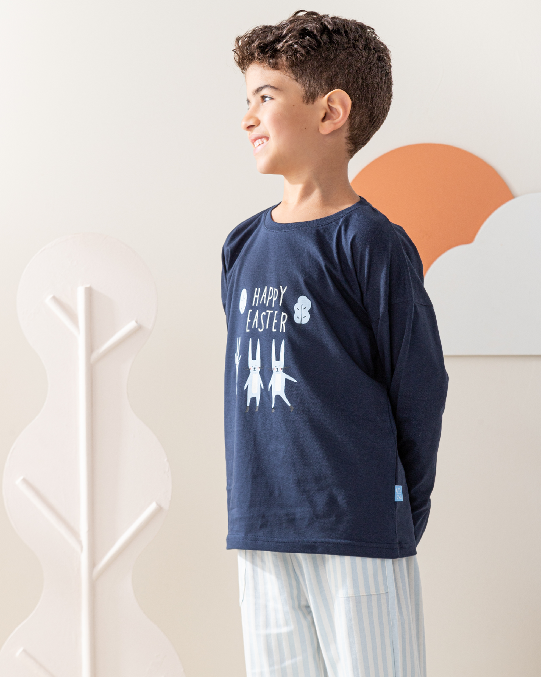 Happy Easter بيجاما أولادي كُم طويل