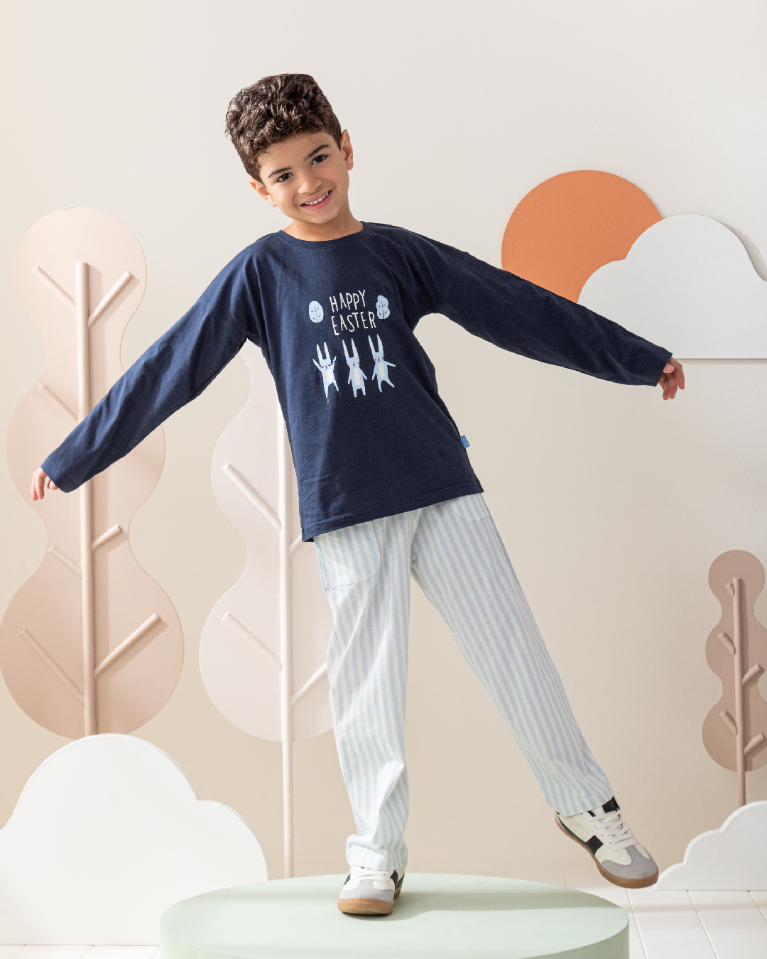 Happy Easter بيجاما أولادي كُم طويل