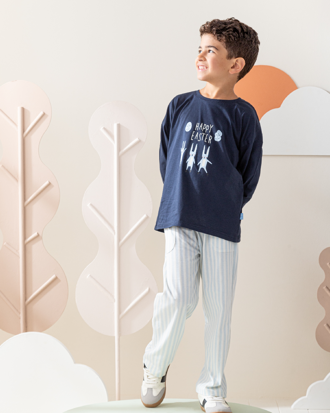 Happy Easter بيجاما أولادي كُم طويل