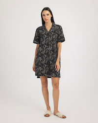 Floral lady women's buttoned night shirt