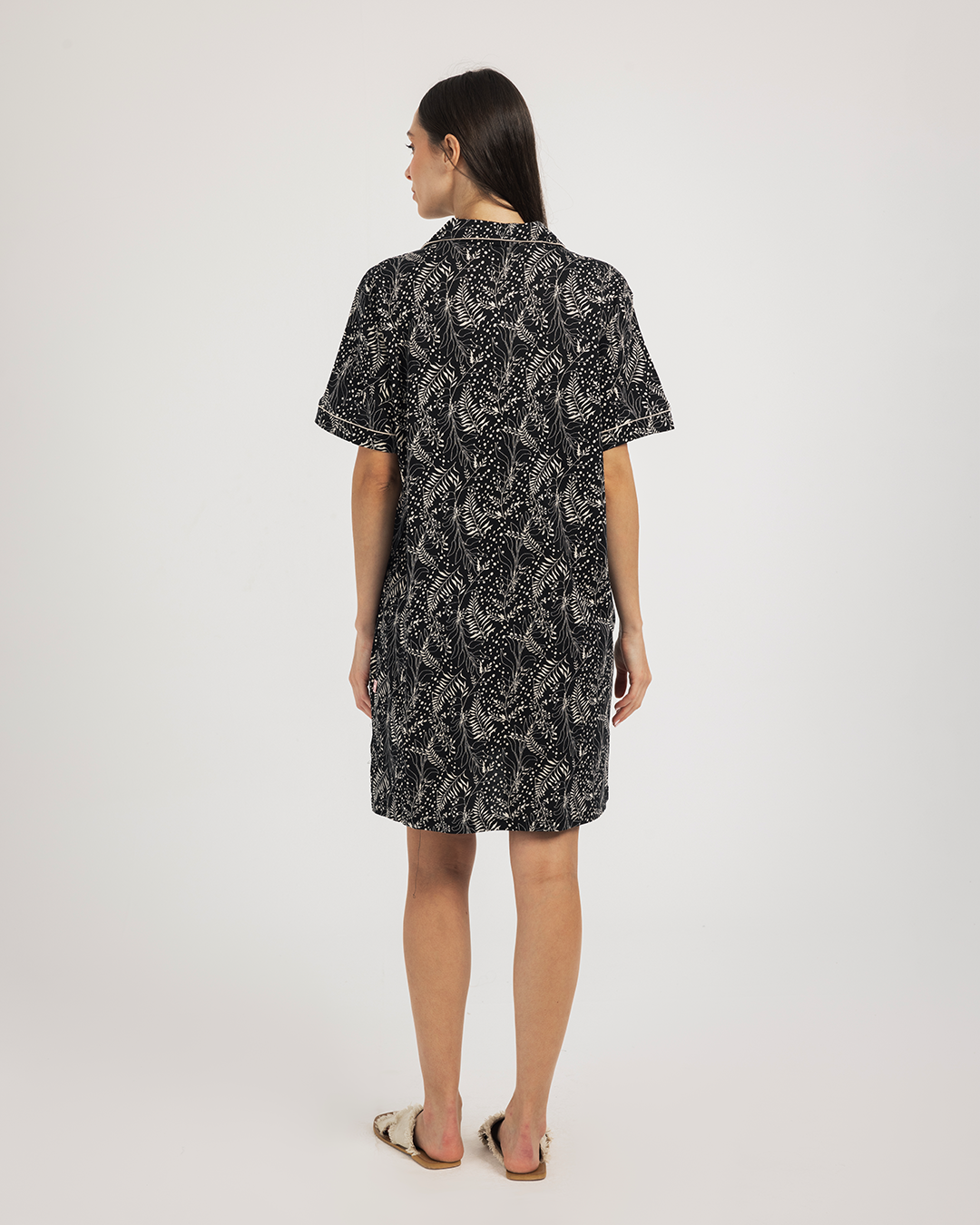 Floral lady women's buttoned night shirt