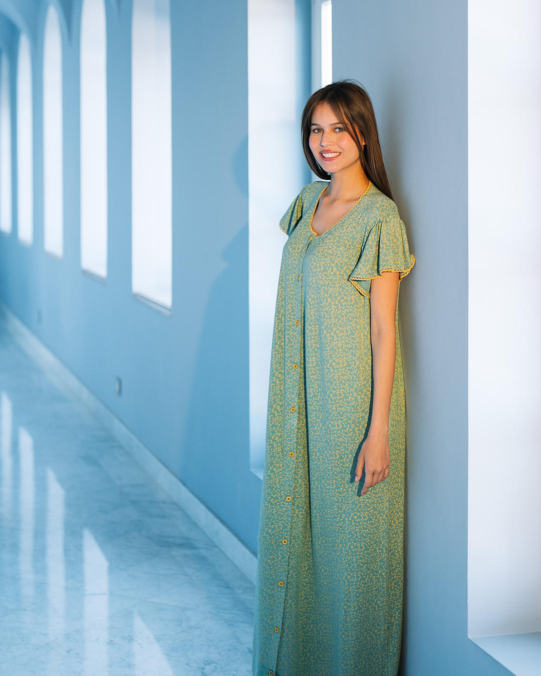 جلابية حريمى نص كم فيسكوز ليكرا