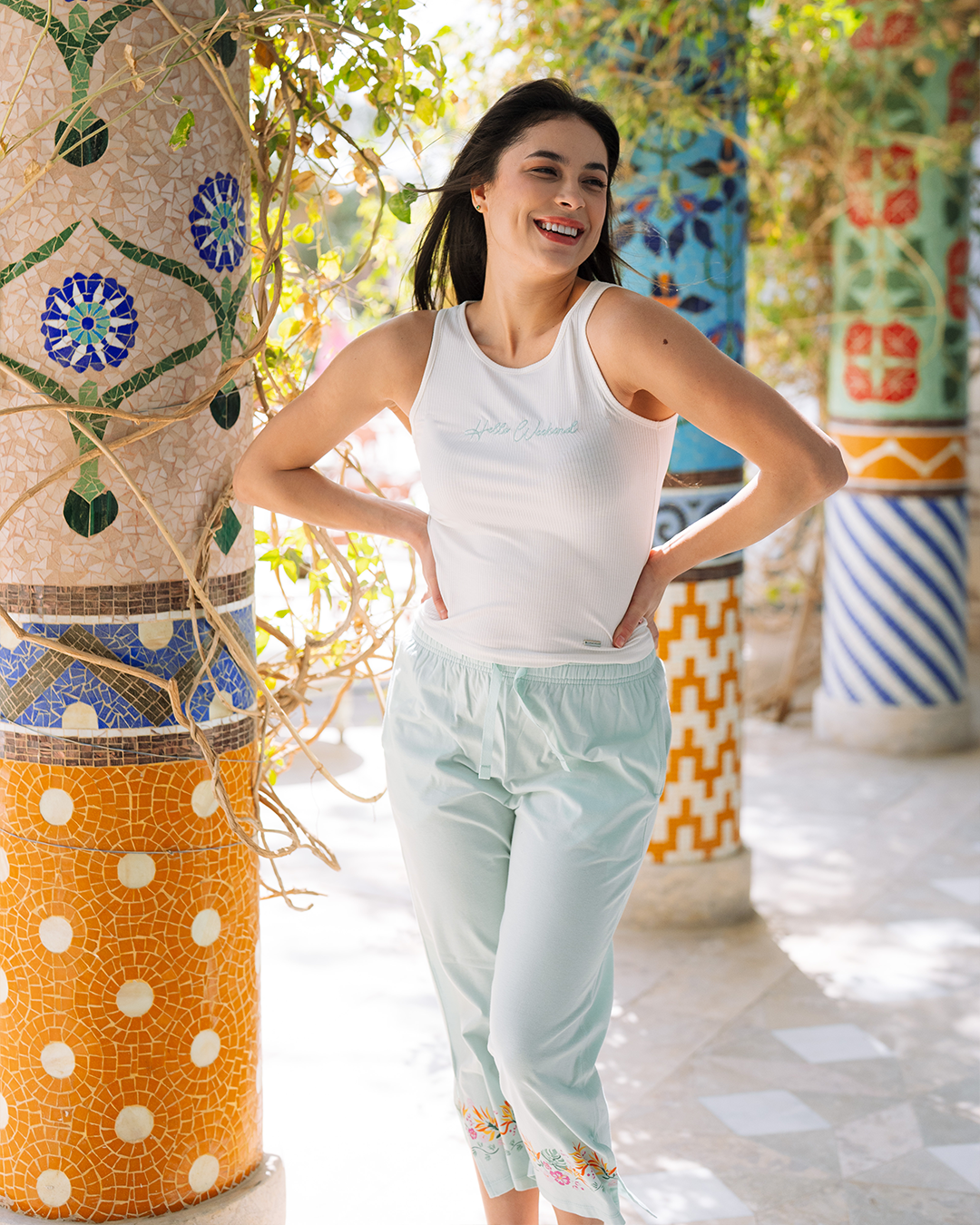 Pajama Pantkore cotton jersey Hello weekend