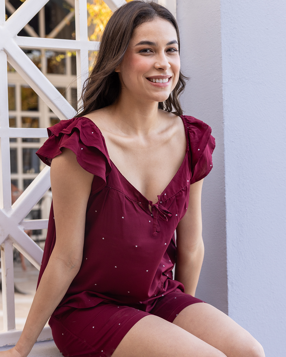 بيجاما  شورت فسكوز منقط