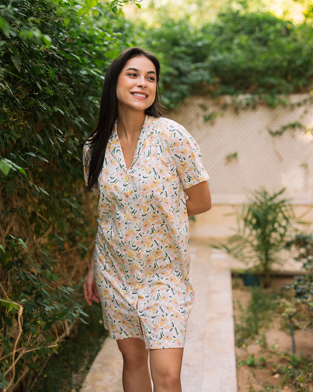 Women Nightshirt Colorful Flowers