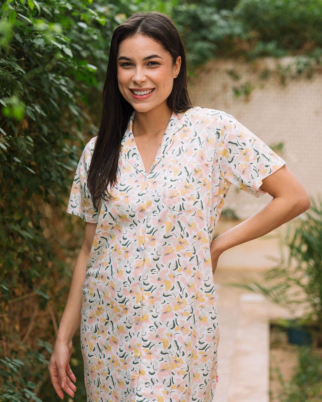 Women Nightshirt Colorful Flowers